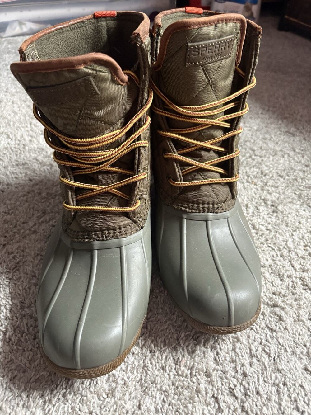 Sperry Men's Saltwater Duck Boots Green/Orange Size 8